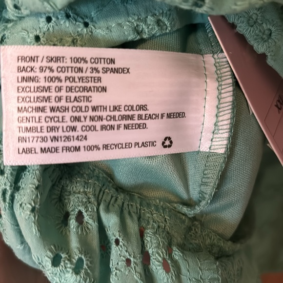 NWOT Wild Fable Eyelet Lace Peplum Lace Up Crop Tank Cami Tie Front Aqua Green - Picture 9 of 9